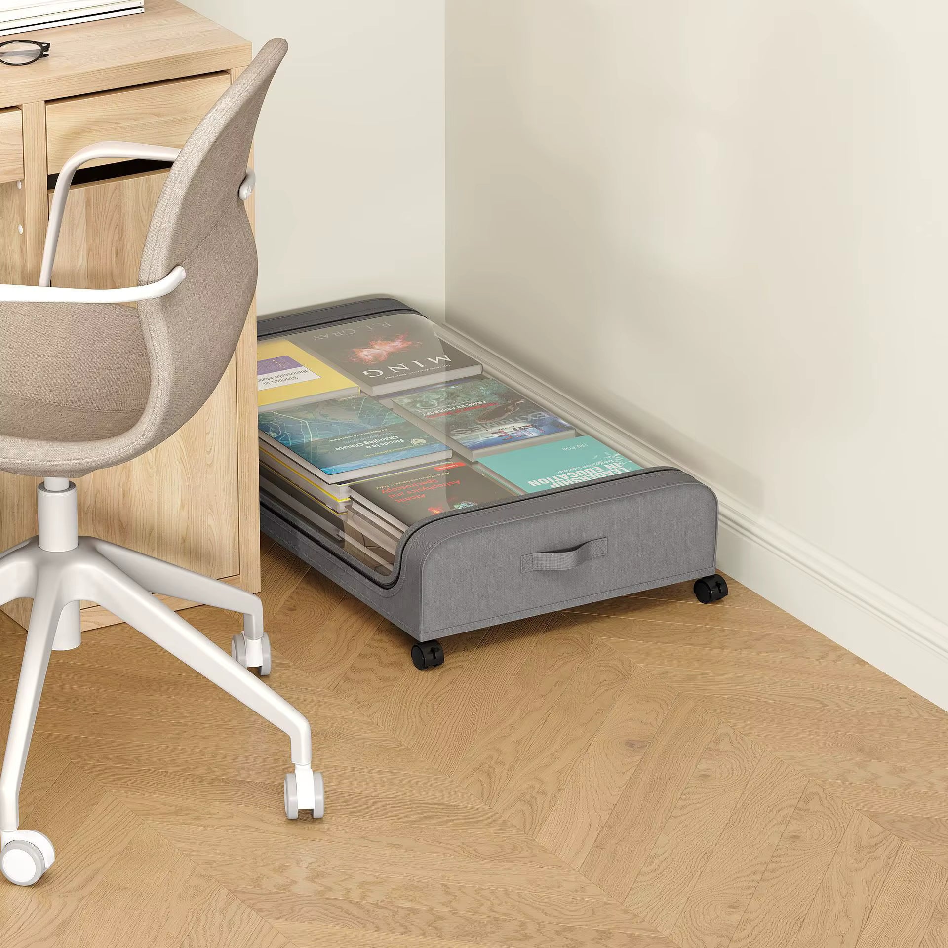 Rangement Sous Lit Mobile et Pliant Moderne – Boîte de Stockage en Tissu Oxford avec Roulettes pour Couettes, Vêtements et Chaussures